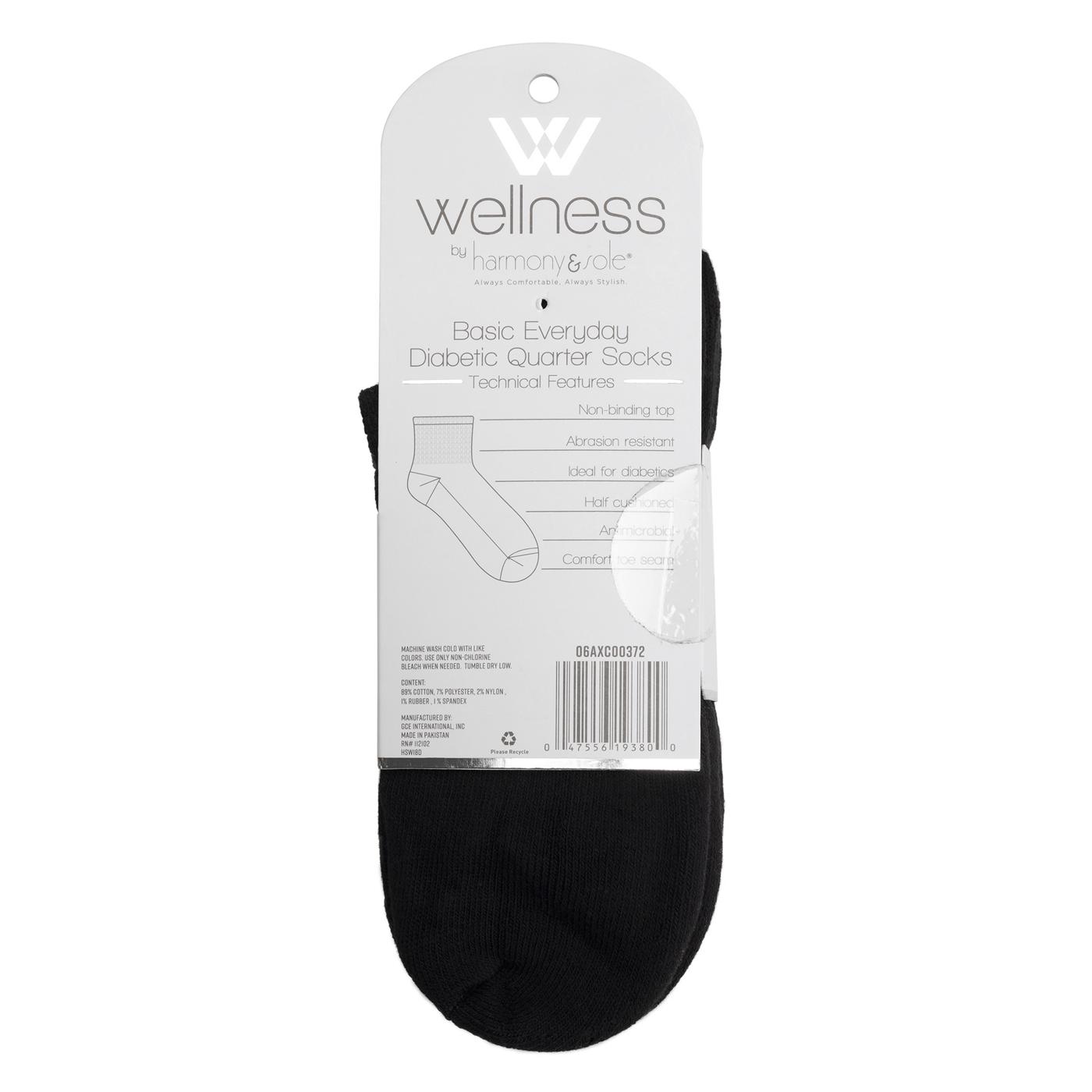 Wellness by Harmony & Sole Everyday Diabetic Quarter Sock Unisex - Black- 2 Pairs; image 3 of 4