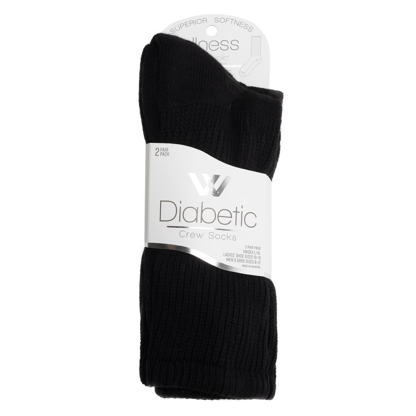 Wellness by Harmony & Sole Everyday Diabetic Crew Sock Unisex - Black- 2 Pairs; image 1 of 4