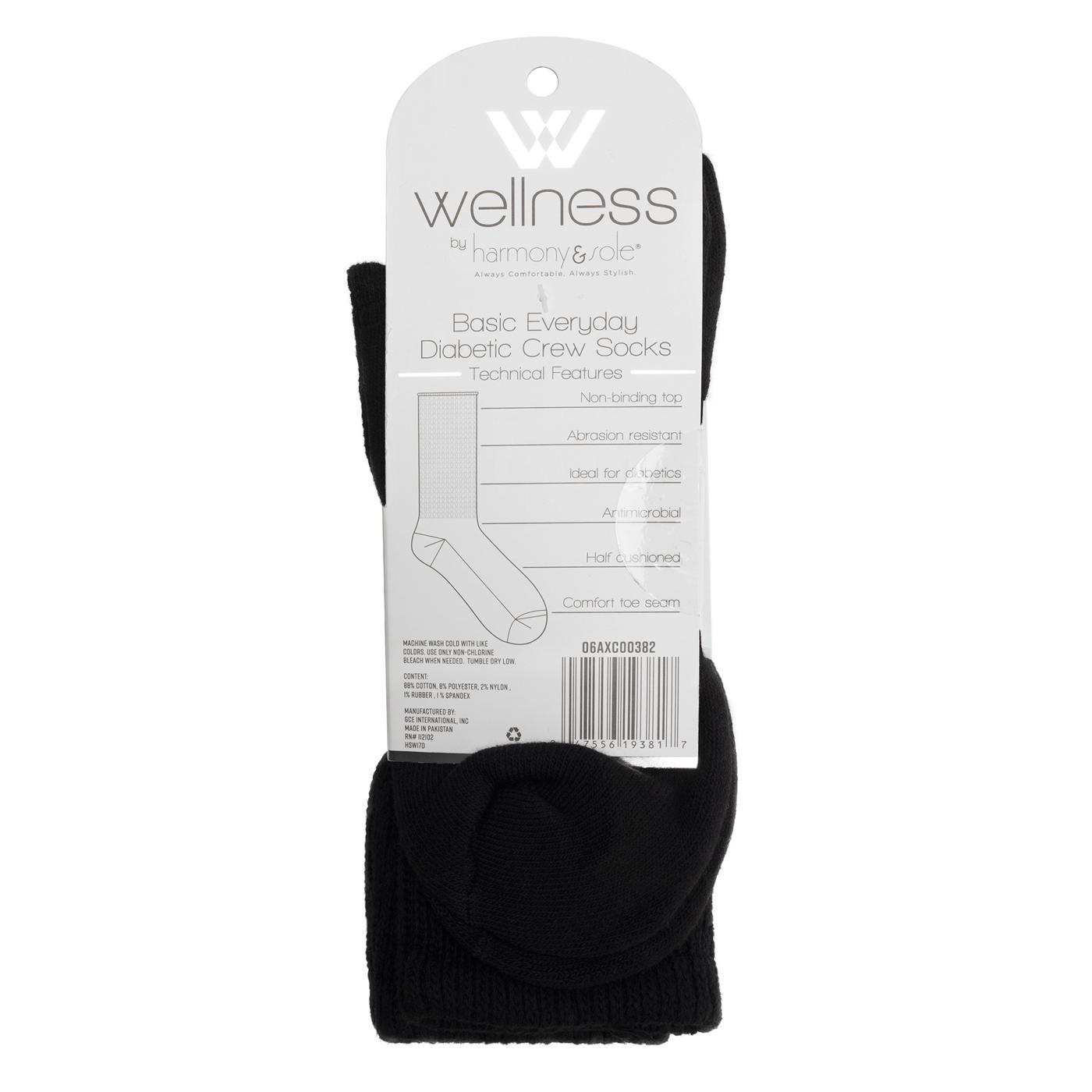 Wellness by Harmony & Sole Everyday Diabetic Crew Sock Unisex - Black- 2 Pairs; image 2 of 4