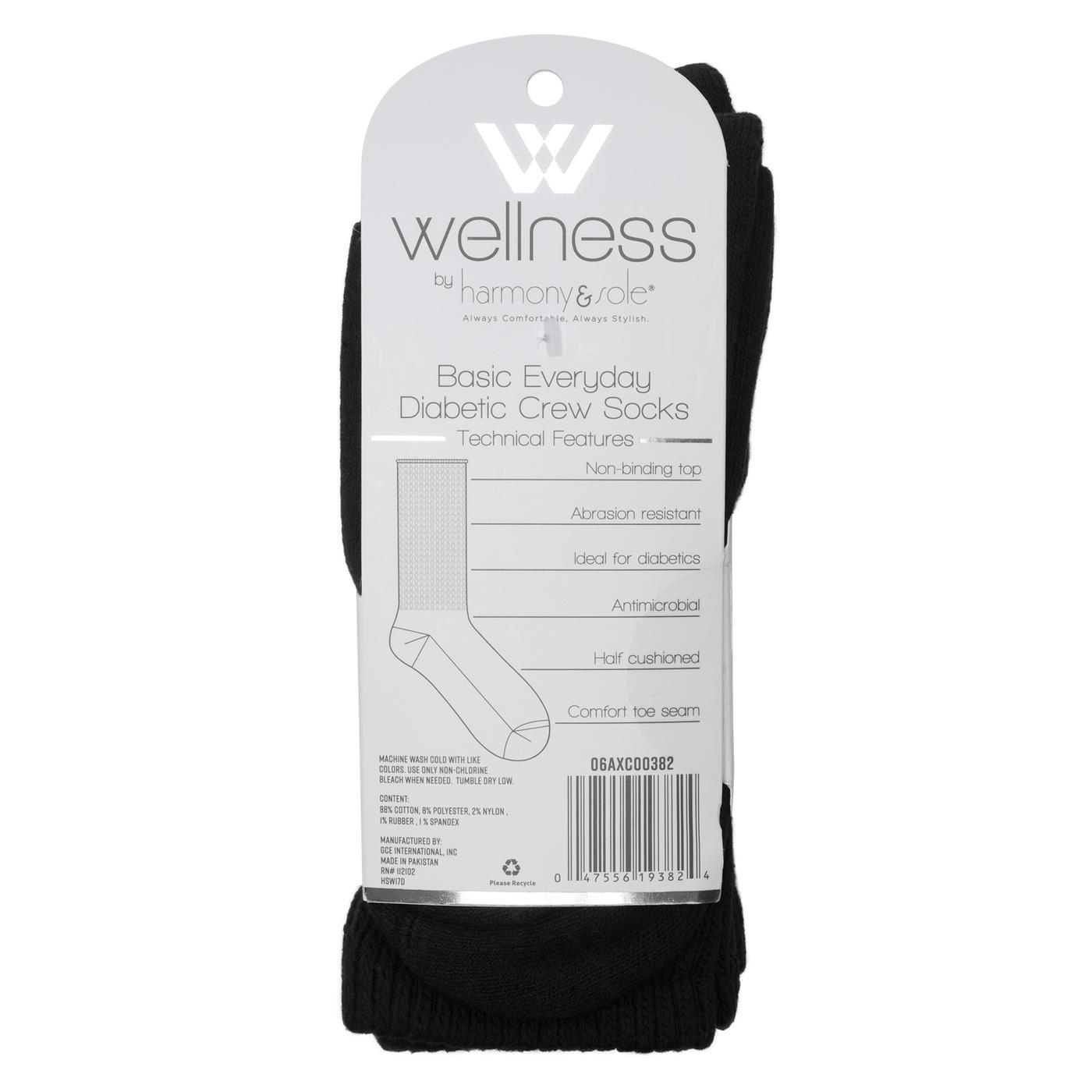 Wellness by Harmony & Sole Everyday Diabetic Crew Sock Unisex - Black- 2 Pairs; image 3 of 4