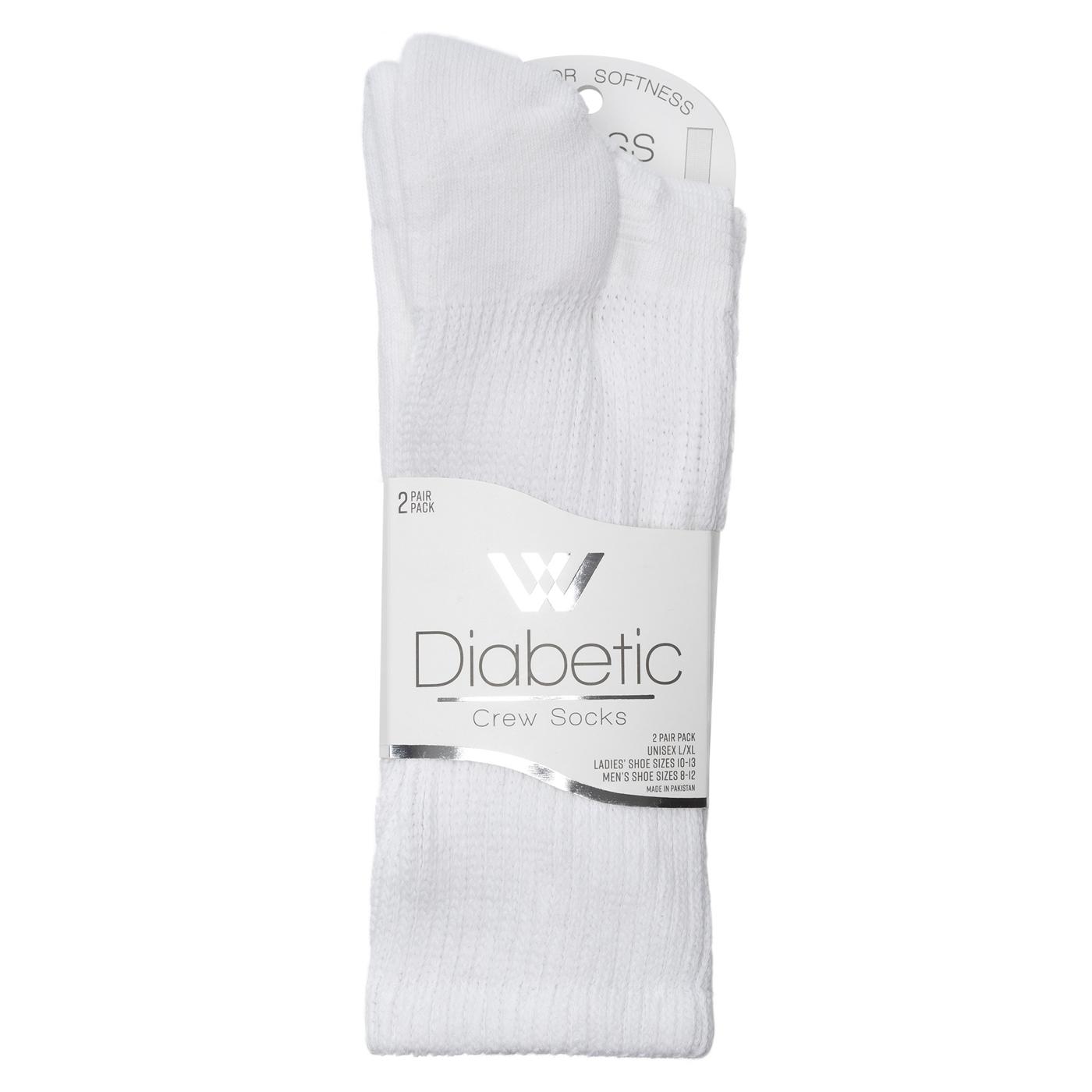 Wellness by Harmony & Sole Everyday Diabetic Crew Sock Unisex - White- 2 Pairs; image 1 of 4