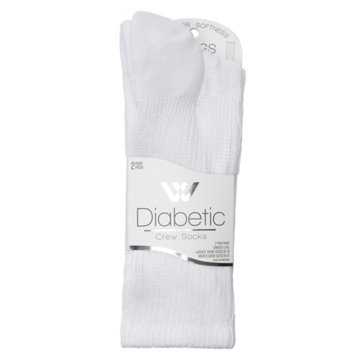 Wellness by Harmony & Sole Everyday Diabetic Crew Sock Unisex - White- 2 Pairs, L/XL