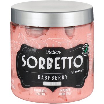 Italian Sorbetto by H-E-B Non-Dairy Frozen Dessert - Raspberry, 1 pt