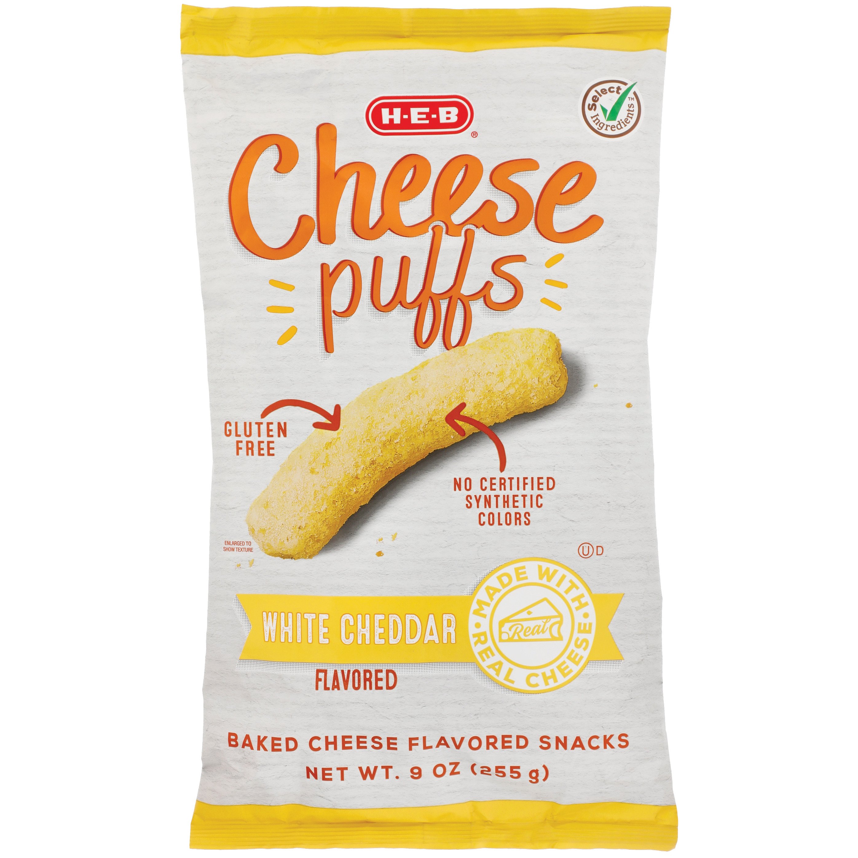 H-E-B Select Ingredients White Cheddar Cheese Puffs - Shop Snacks ...