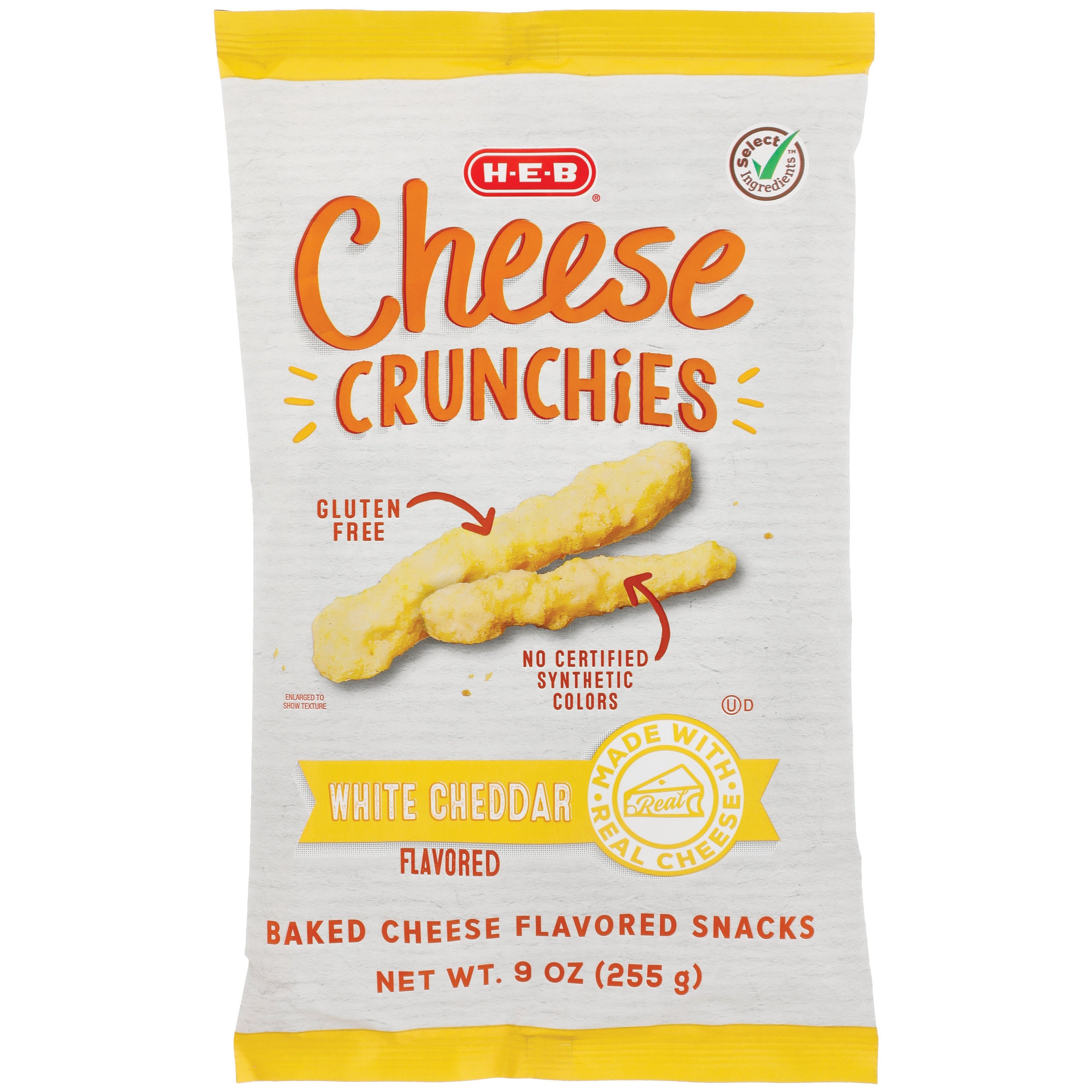 H-E-B Select Ingredients White Cheddar Cheese Crunchies - Shop Snacks ...