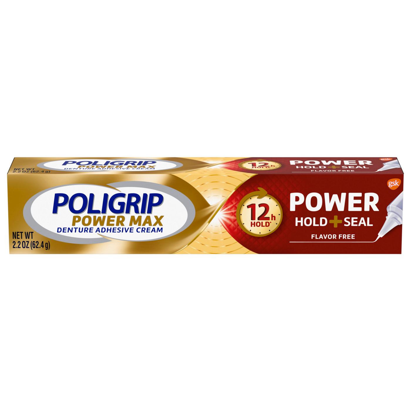 Super Poligrip Poligrip Power Max Power Hold + Seal Denture Cream, Flavor Free; image 1 of 2