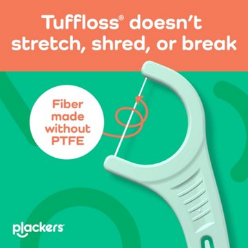 Plackers Micro Line Floss Picks - Intense Mint, Floss Fiber Made Without PTFE, 300 ct