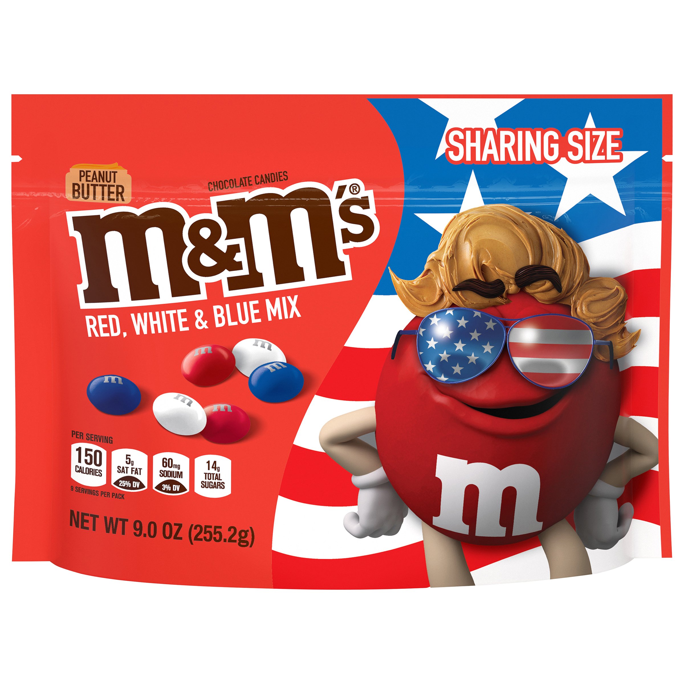 M&M's Red, White & Blue Patriotic Peanut Butter Chocolate Candy Sharing Size