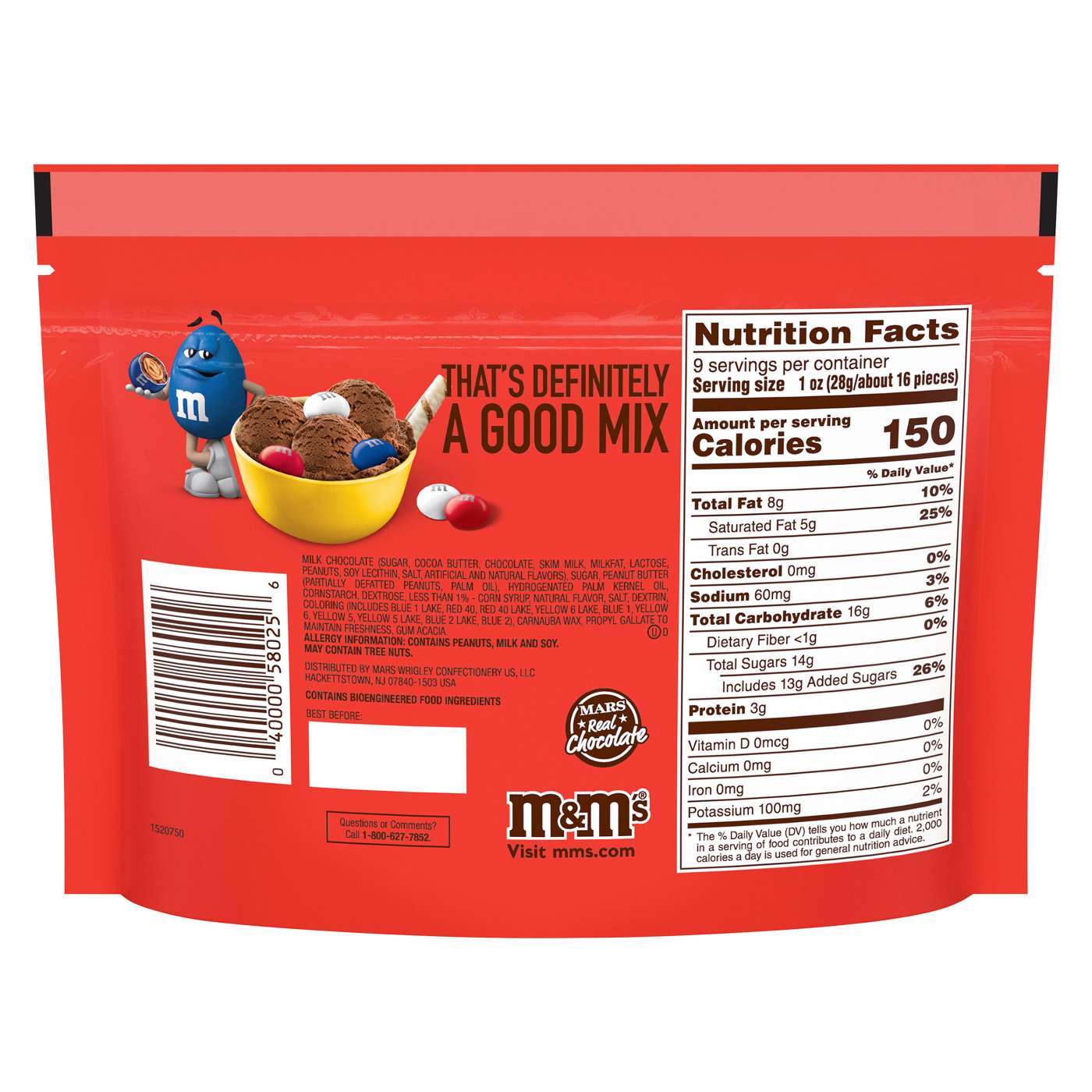 M&M's Red, White & Blue Patriotic Peanut Butter Chocolate Candy Sharing Size; image 2 of 2