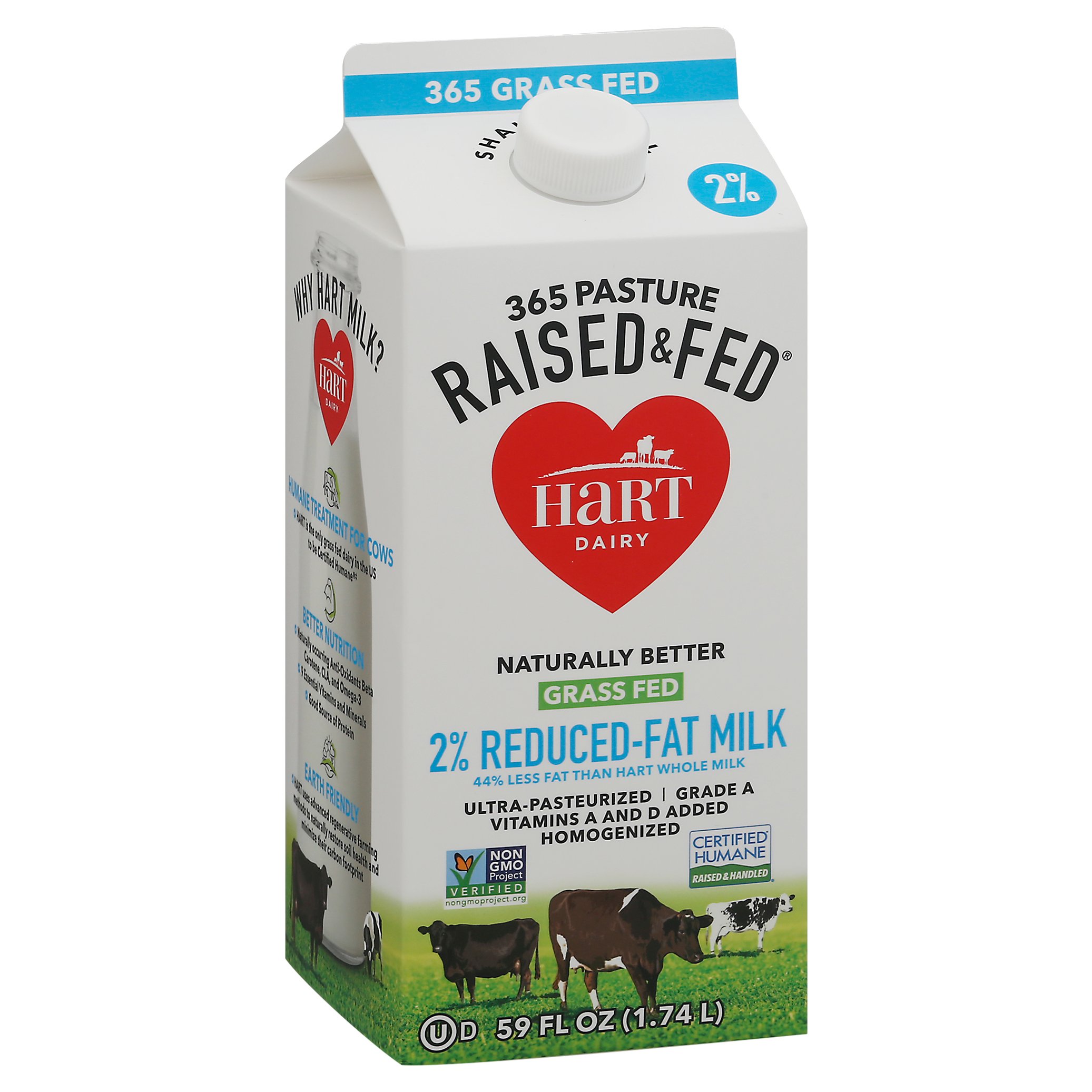 Hart Dairy 2 Reduced Fat Milk, Grass Fed Shop Milk at HEB