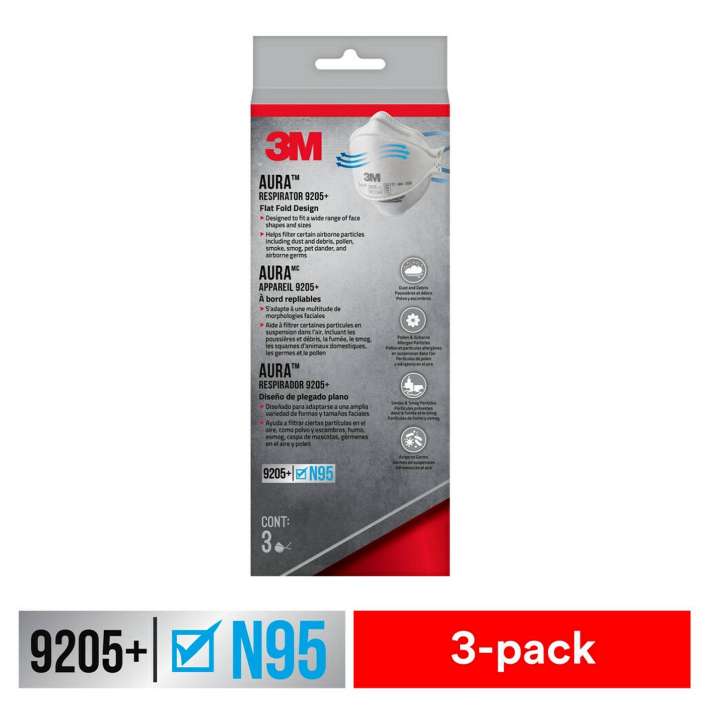 3M Aura Particulate Respirator 9205+; image 4 of 7