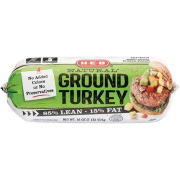 H-E-B Natural Frozen Ground Turkey, 85% Lean, 16 oz