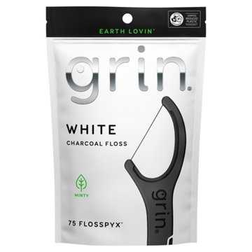 Grin White Charcoal Flosspyx, 75 ct
