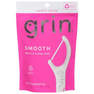 Grin Smooth Gentle Floss Tape Flosspyx - Minty, 75 ct