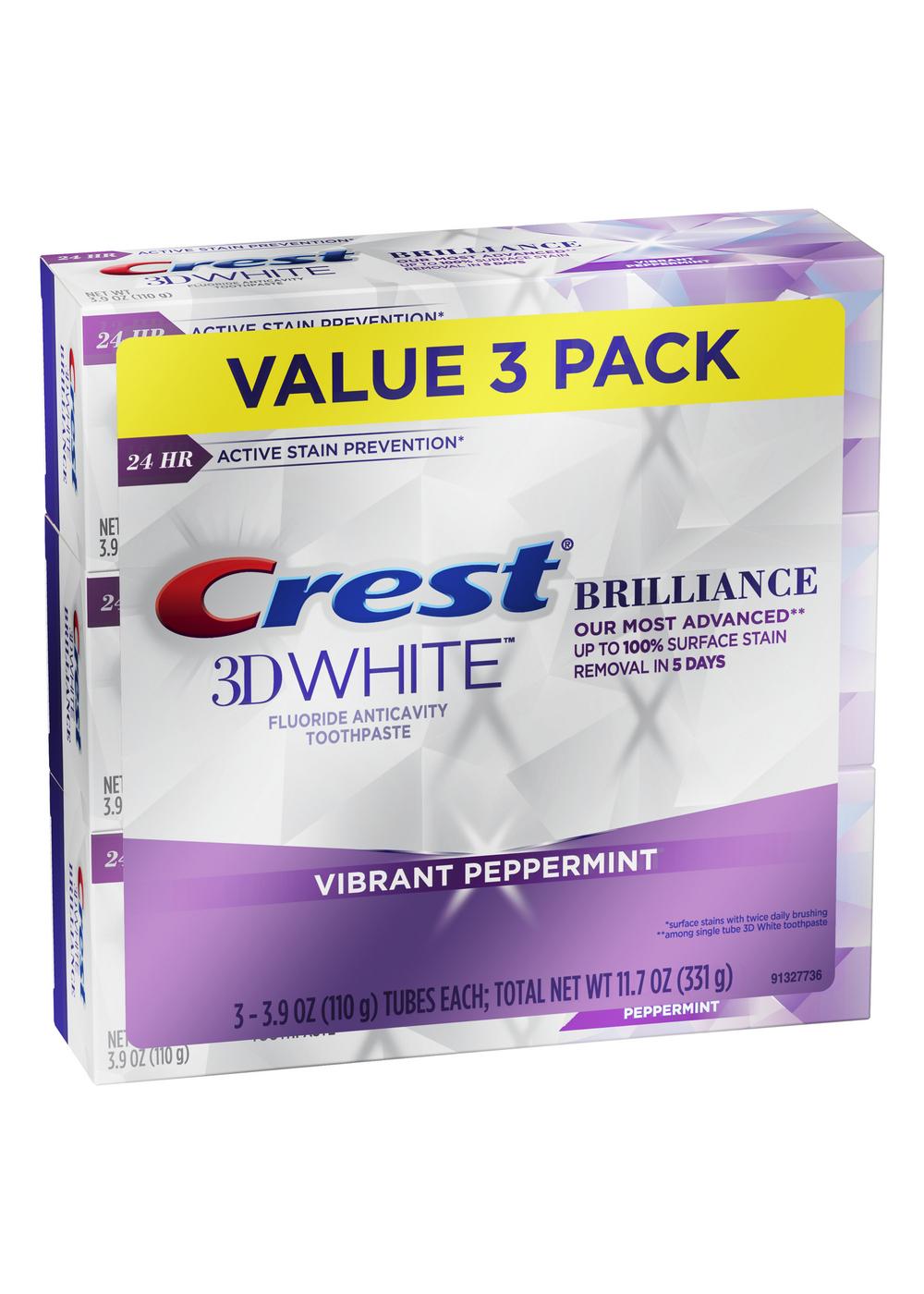 Crest 3D White Brilliance Toothpaste - Vibrant Peppermint, 3 Pk - Shop ...