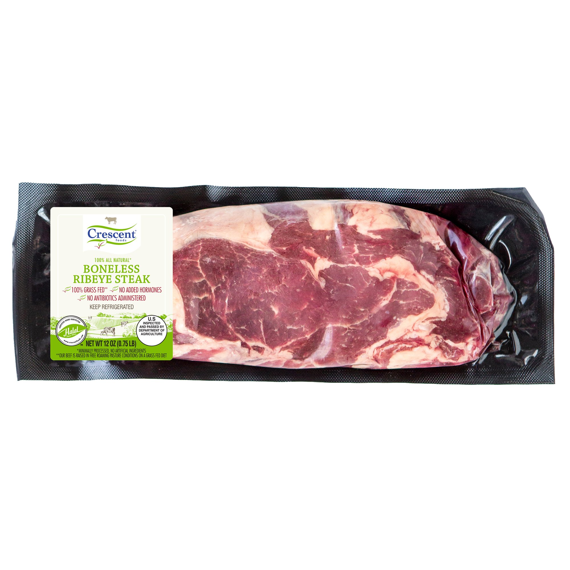 Crescent Foods Grass Fed Halal Beef Ribeye Steak Boneless Shop Beef