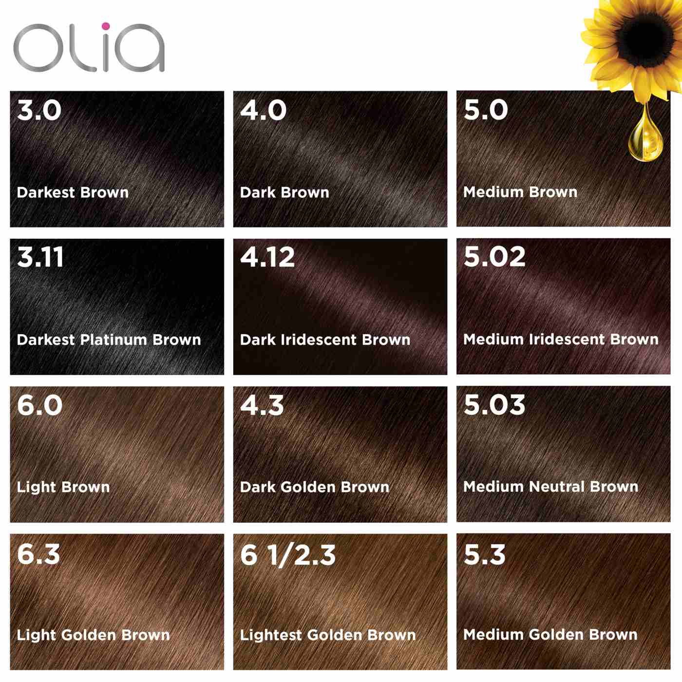 Garnier Olia Oil Powered Ammonia Free Permanent Hair Color 4.12 Dark Iridescent Brown; image 9 of 19