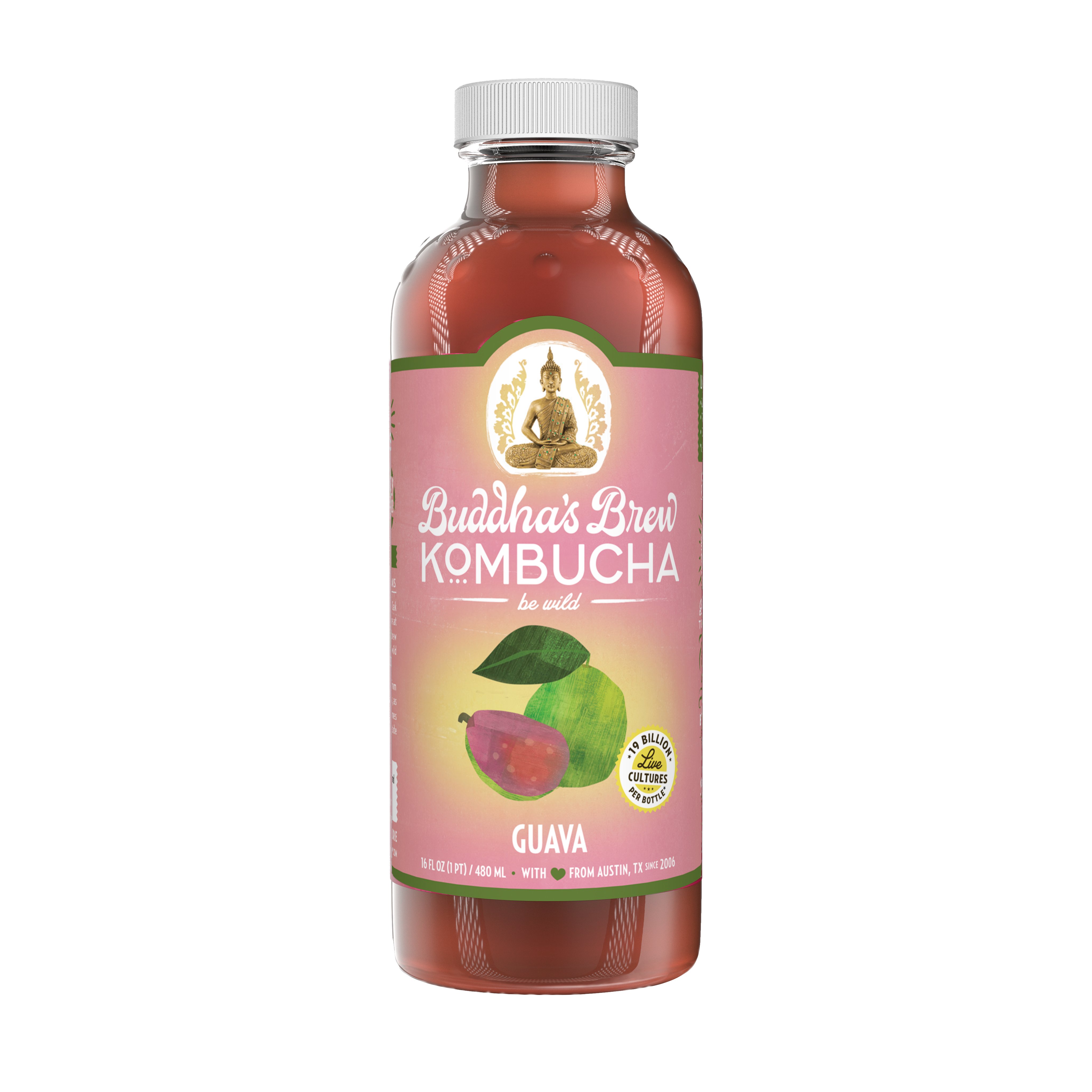 Buddha's Brew Guava Kombucha, 16 oz