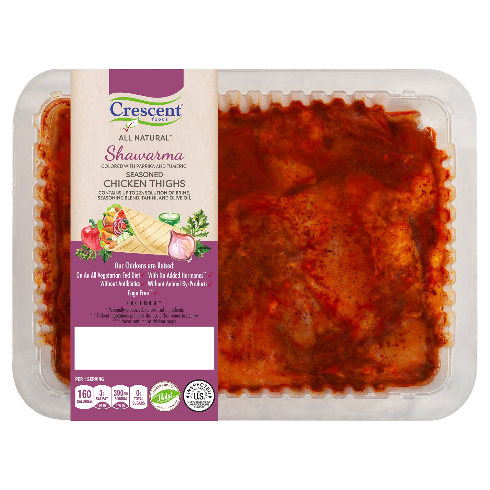 Crescent Foods Halal Seasoned Chicken Thighs Shawarma Shop Chicken