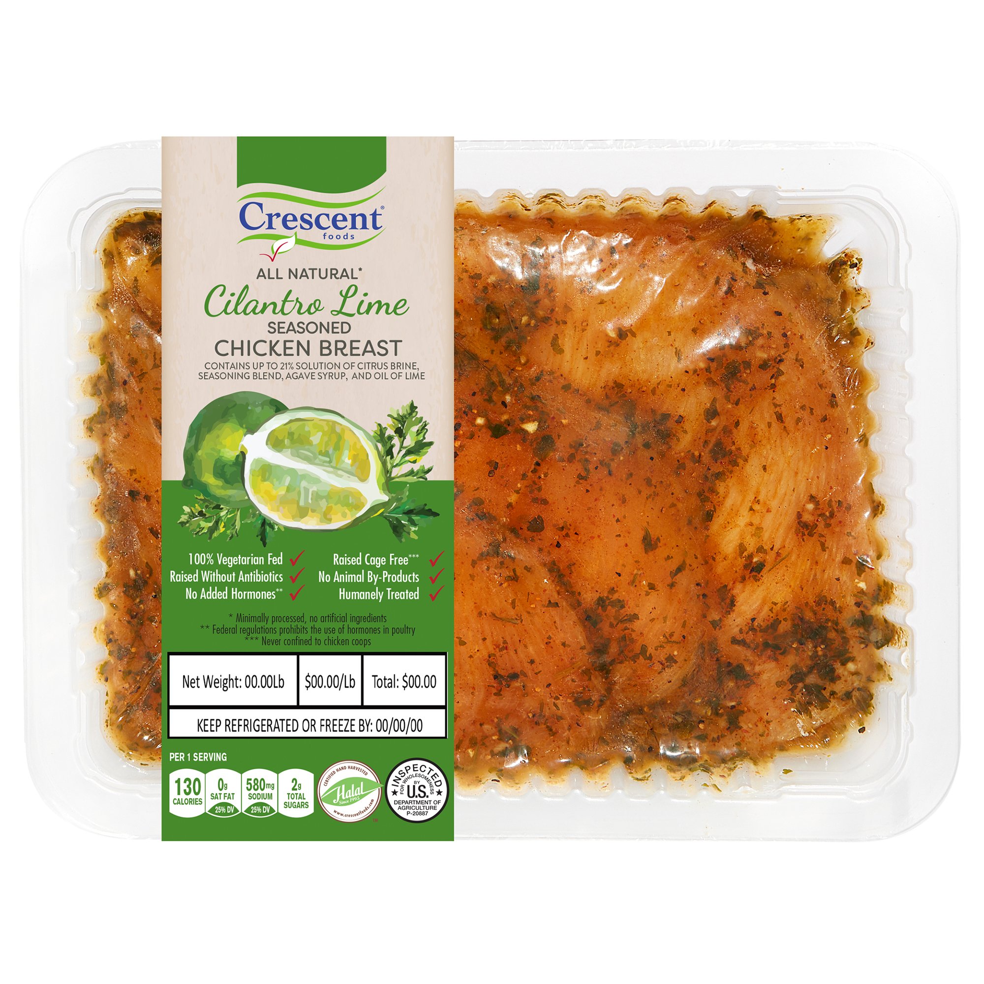 Crescent Foods Cilantro Lime Seasoned Halal Chicken Breast Boneless
