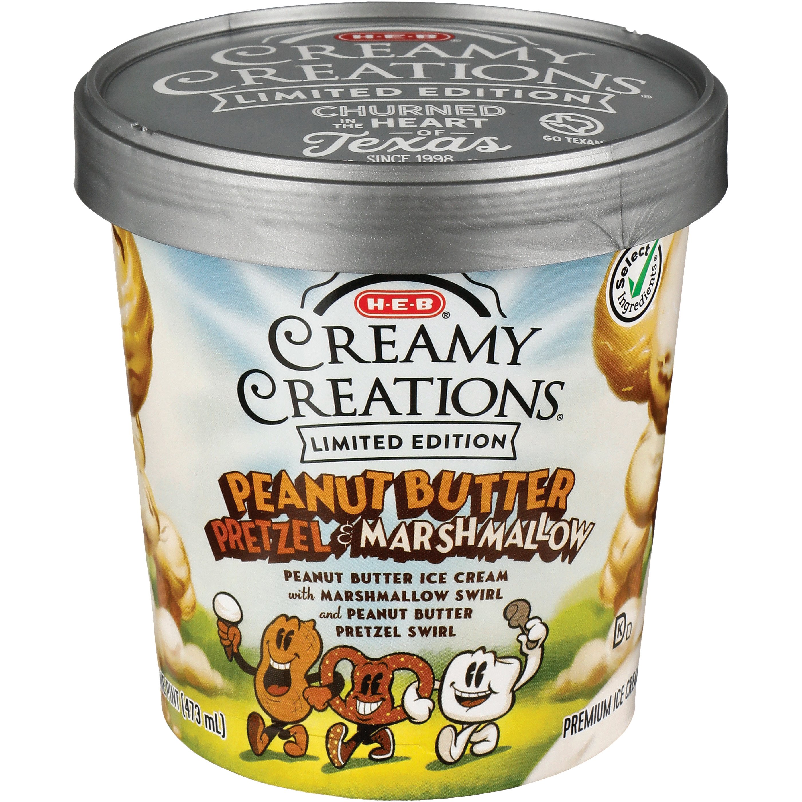 HEB Creamy Creations Peanut Butter Pretzel & Marshmallow Ice Cream