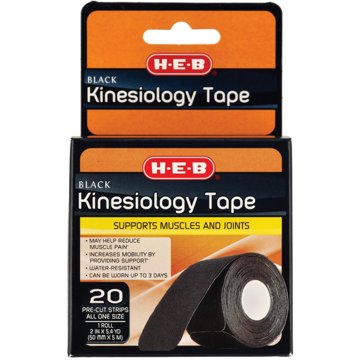 H-E-B Kinesiology Tape - Black, 20 ct
