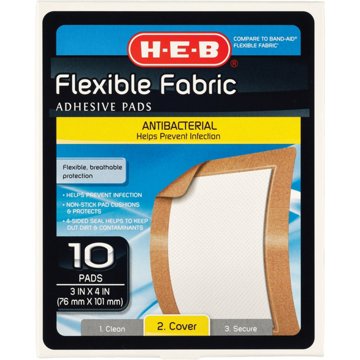H-E-B Flexible Fabric Antibacterial Pads, 10 ct