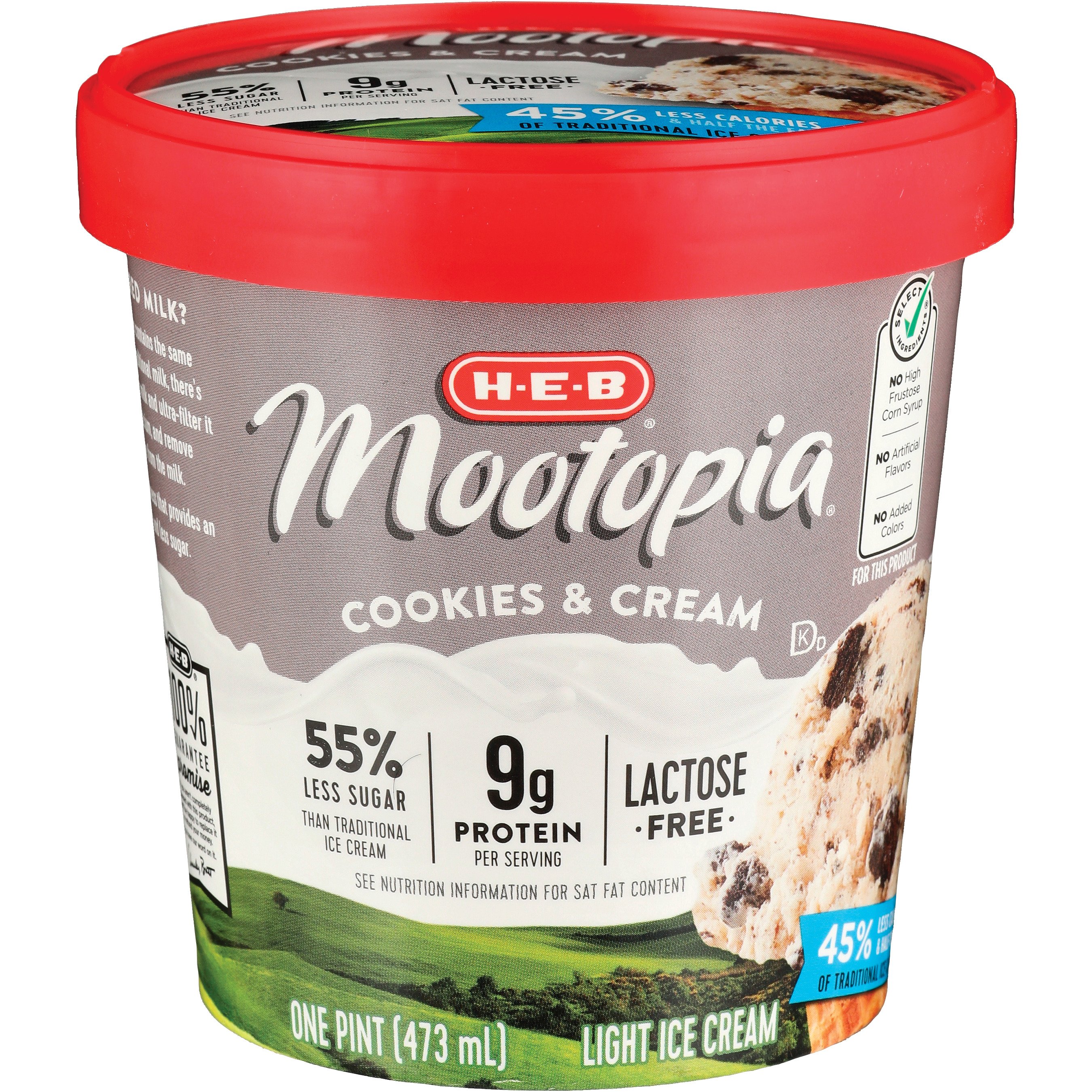H-E-B Mootopia 9g Protein Lactose Free Light Ice Cream - Cookies