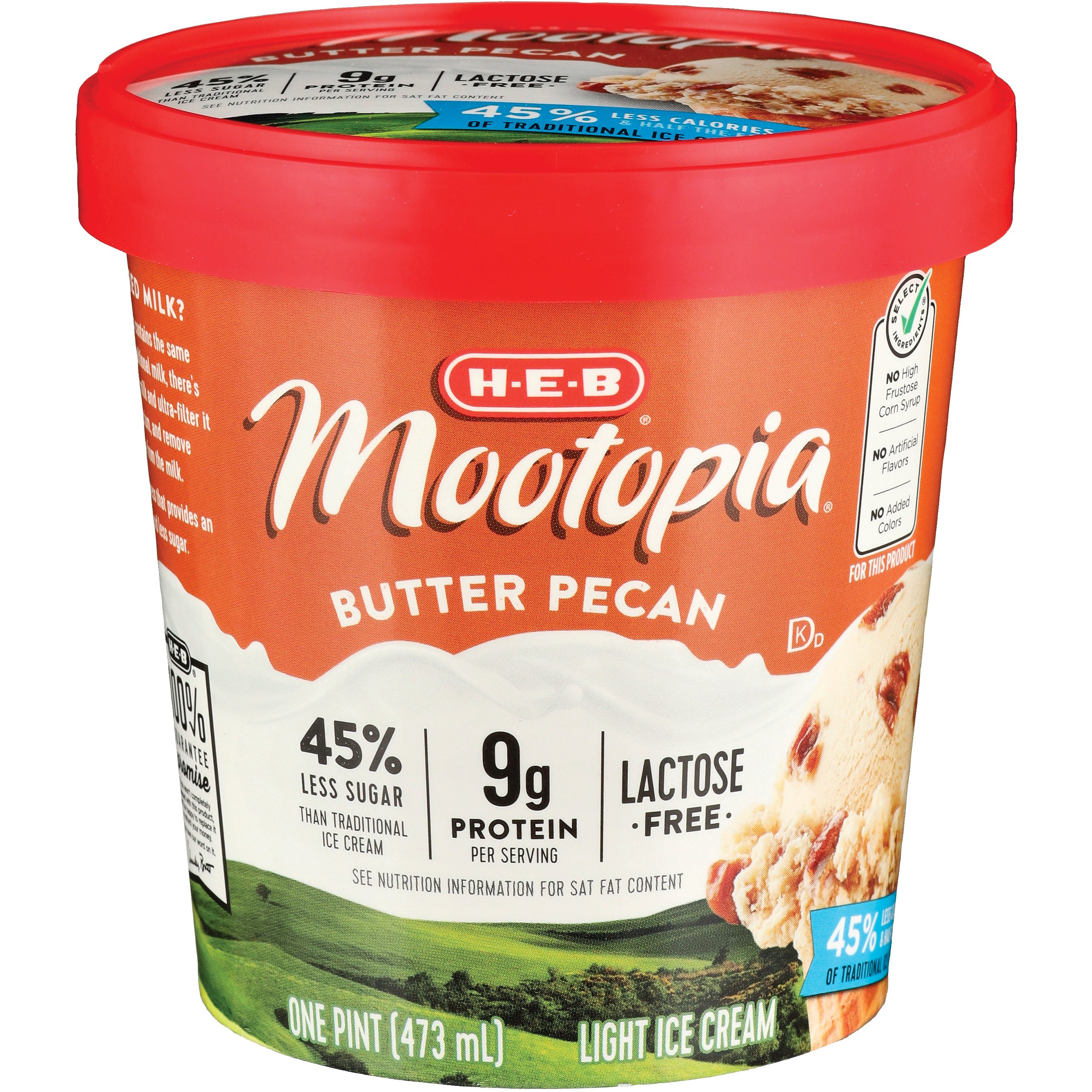H-E-B Mootopia Butter Pecan 9g Protein Lactose Free Light Ice Cream, 1 pt