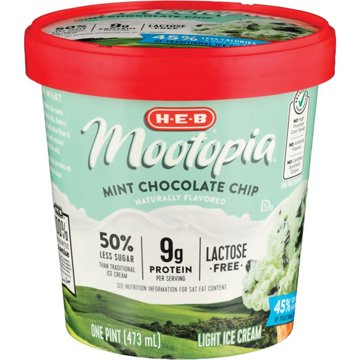 H-E-B Mootopia 9g Protein Lactose Free Light Ice Cream - Mint Chocolate Chip