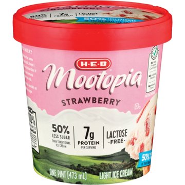 H-E-B Mootopia 7g Protein Lactose Free Light Ice Cream - Strawberry