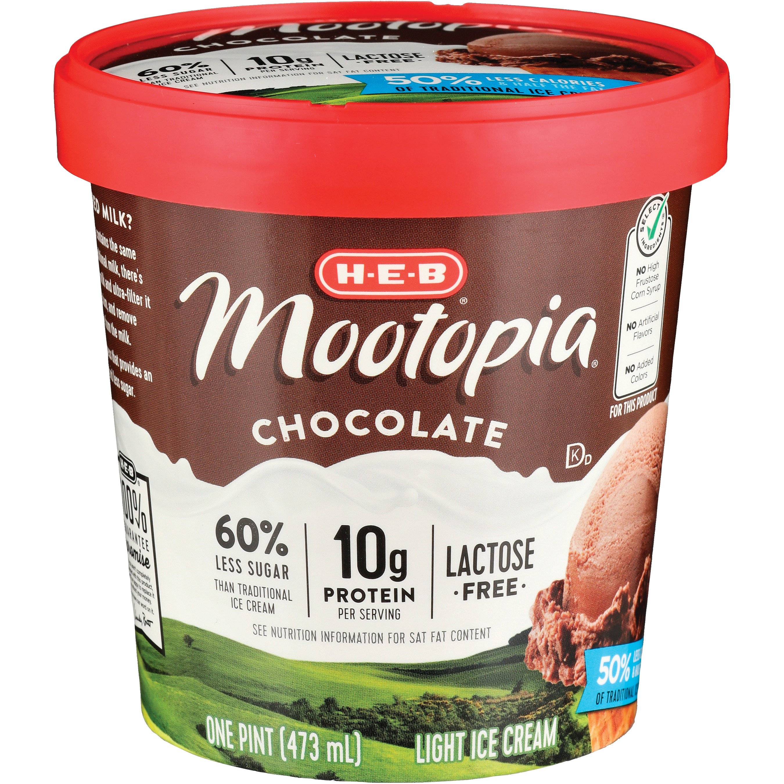 H-E-B Mootopia Chocolate 10g Protein Lactose Free Light Ice Cream, 1 pt