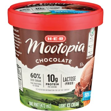 H-E-B Mootopia 10g Protein Lactose Free Light Ice Cream - Chocolate