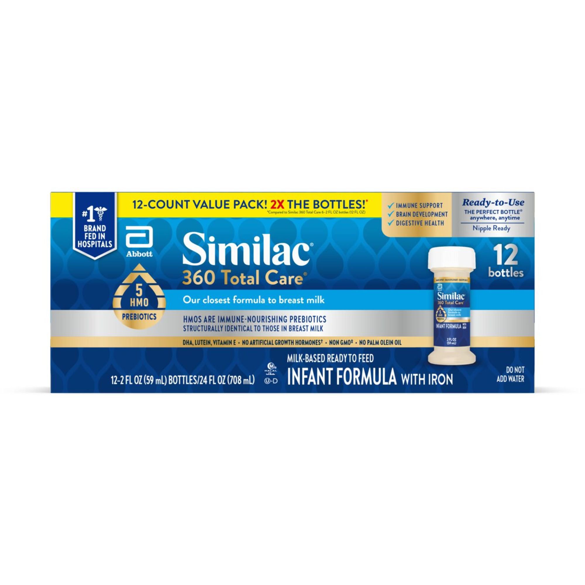 Similac 360 Total Care Ready to Feed Infant Formula, 2 oz Bottles ...