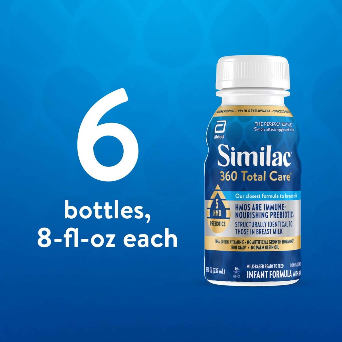 Similac 360 Total Care Ready-to-Feed Infant Formula with 5 HMO Prebiotics Bottles, 8 oz; image 4 of 8