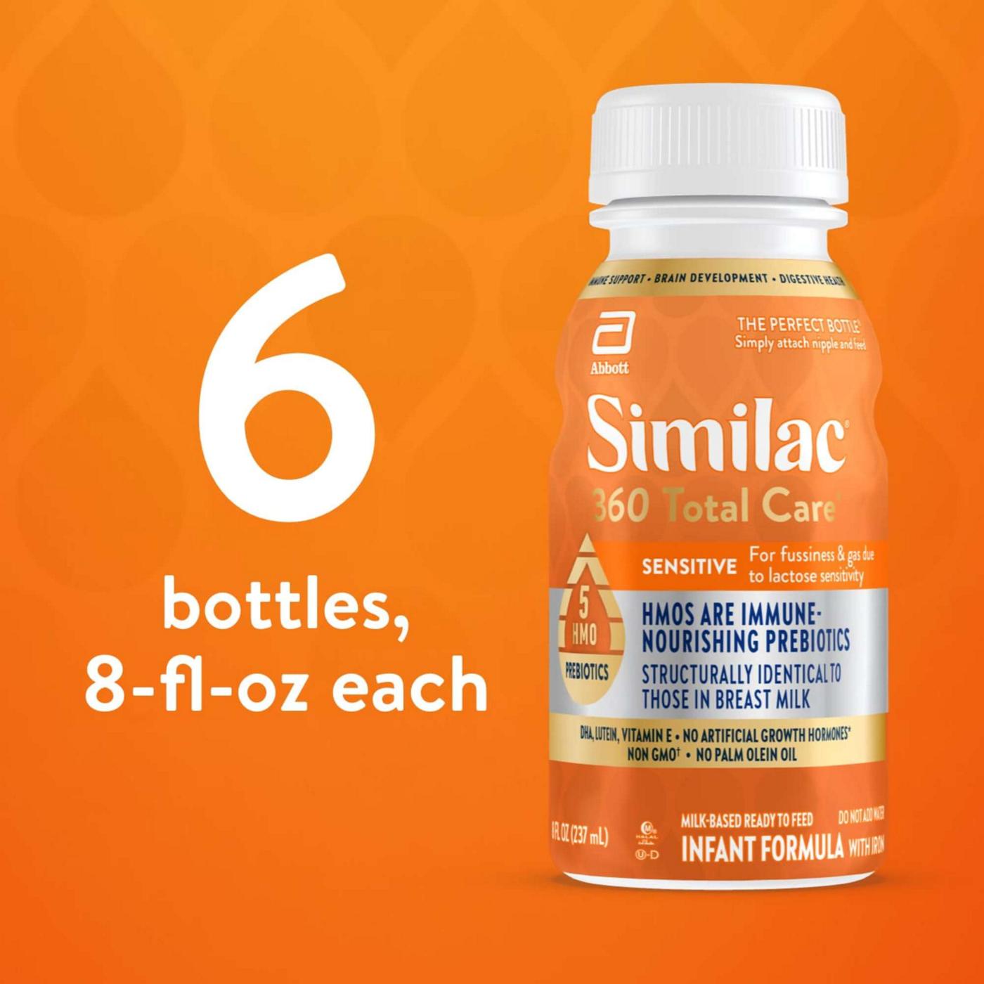 Similac 360 Total Care Sensitive Ready-to-Feed Infant Formula with 5 HMO Prebiotics, 8 oz; image 4 of 17