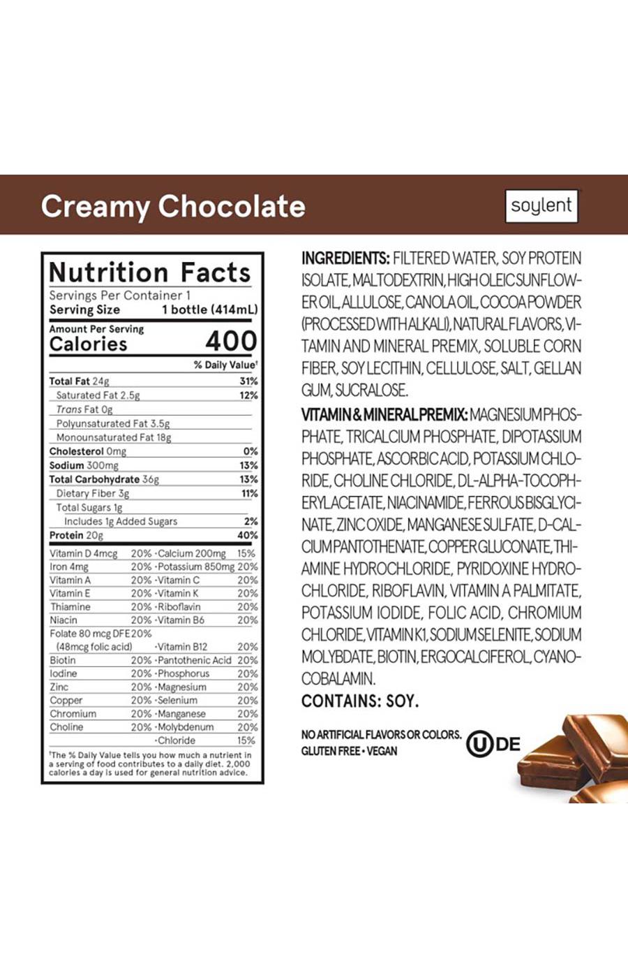 Soylent Protein Nutrition Shake - Creamy Chocolate; image 2 of 3