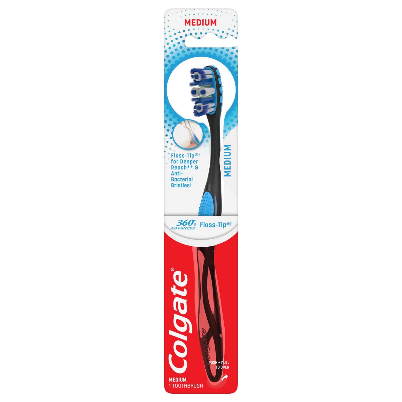 Colgate 360° Advanced Floss-Tip Bristles Toothbrush, Medium; image 1 of 6