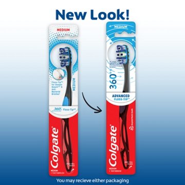 Colgate 360° Advanced Floss-Tip Bristles Toothbrush, Medium
