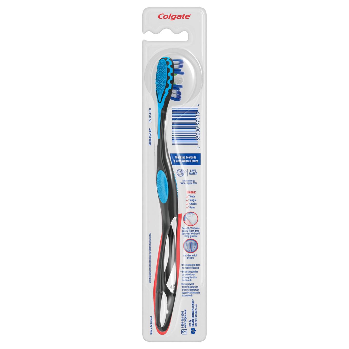 Colgate 360° Advanced Floss-Tip Bristles Toothbrush, Medium; image 9 of 9