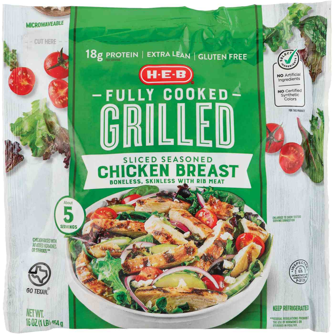H-E-B Fully Cooked Sliced & Seasoned Grilled Chicken Breast; image 1 of 2