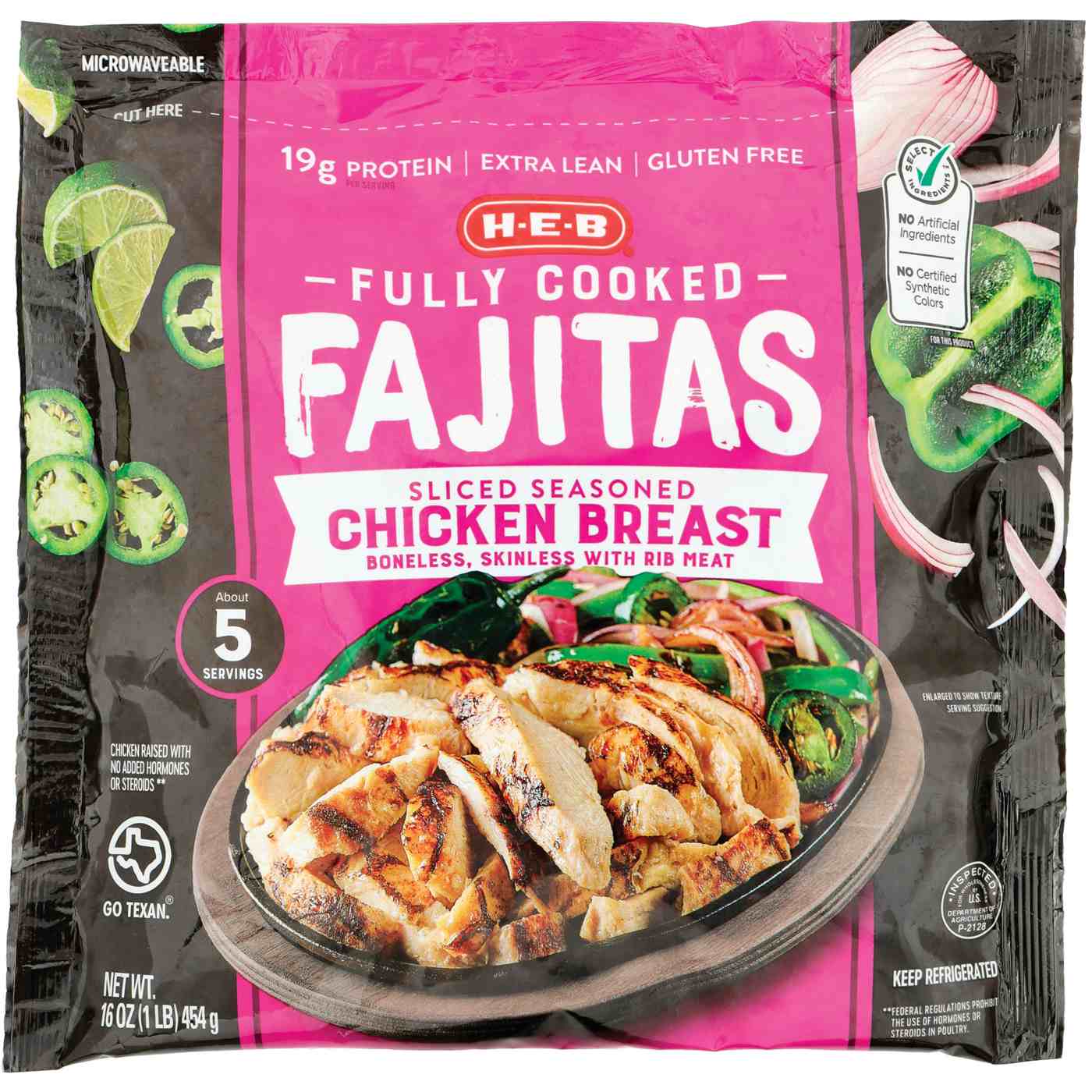 H-E-B Fully Cooked Seasoned Chicken Breast Fajitas; image 1 of 2