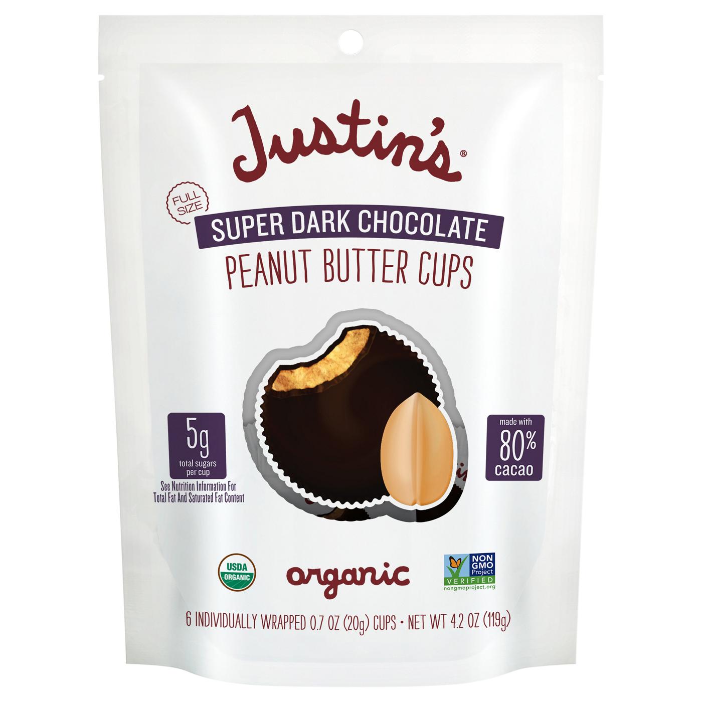 Justin's Organic Super Dark Chocolate Peanut Butter Cups; image 1 of 2