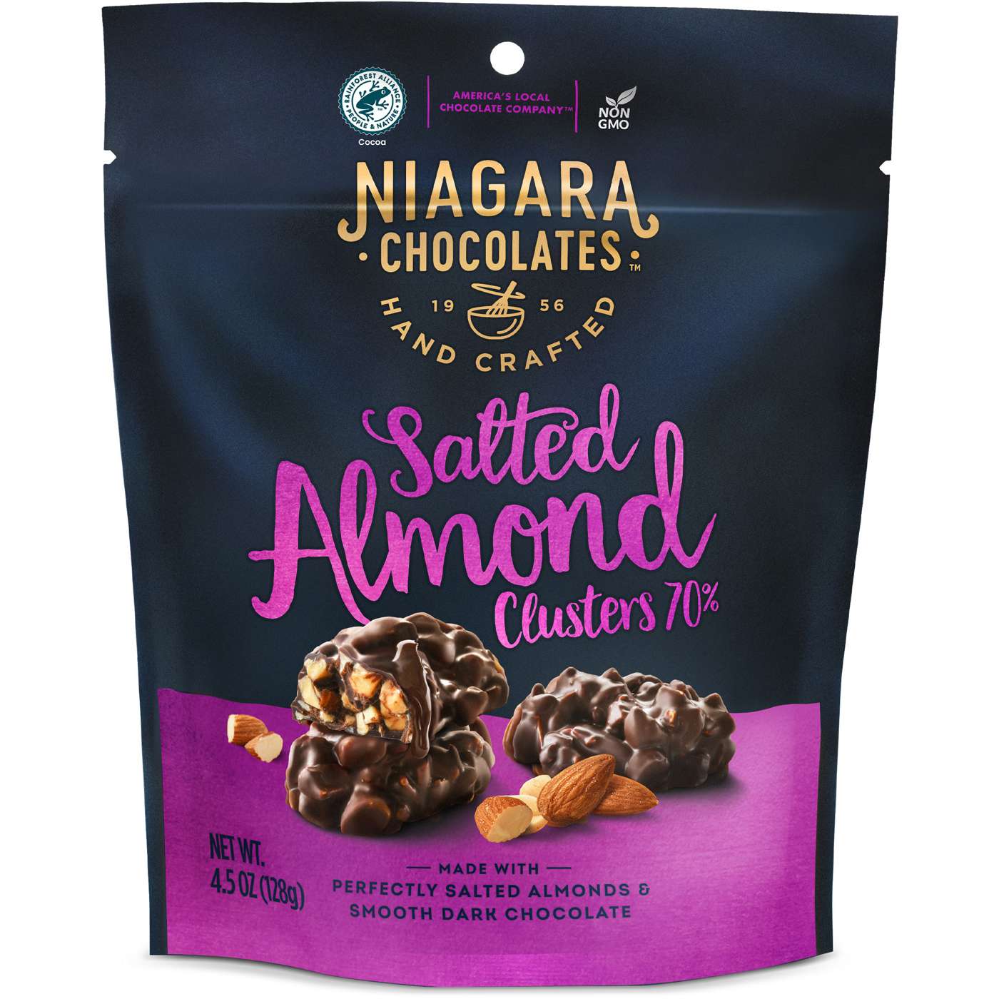 Niagara Chocolates Dark Chocolate and Salted Almond Clusters; image 1 of 3