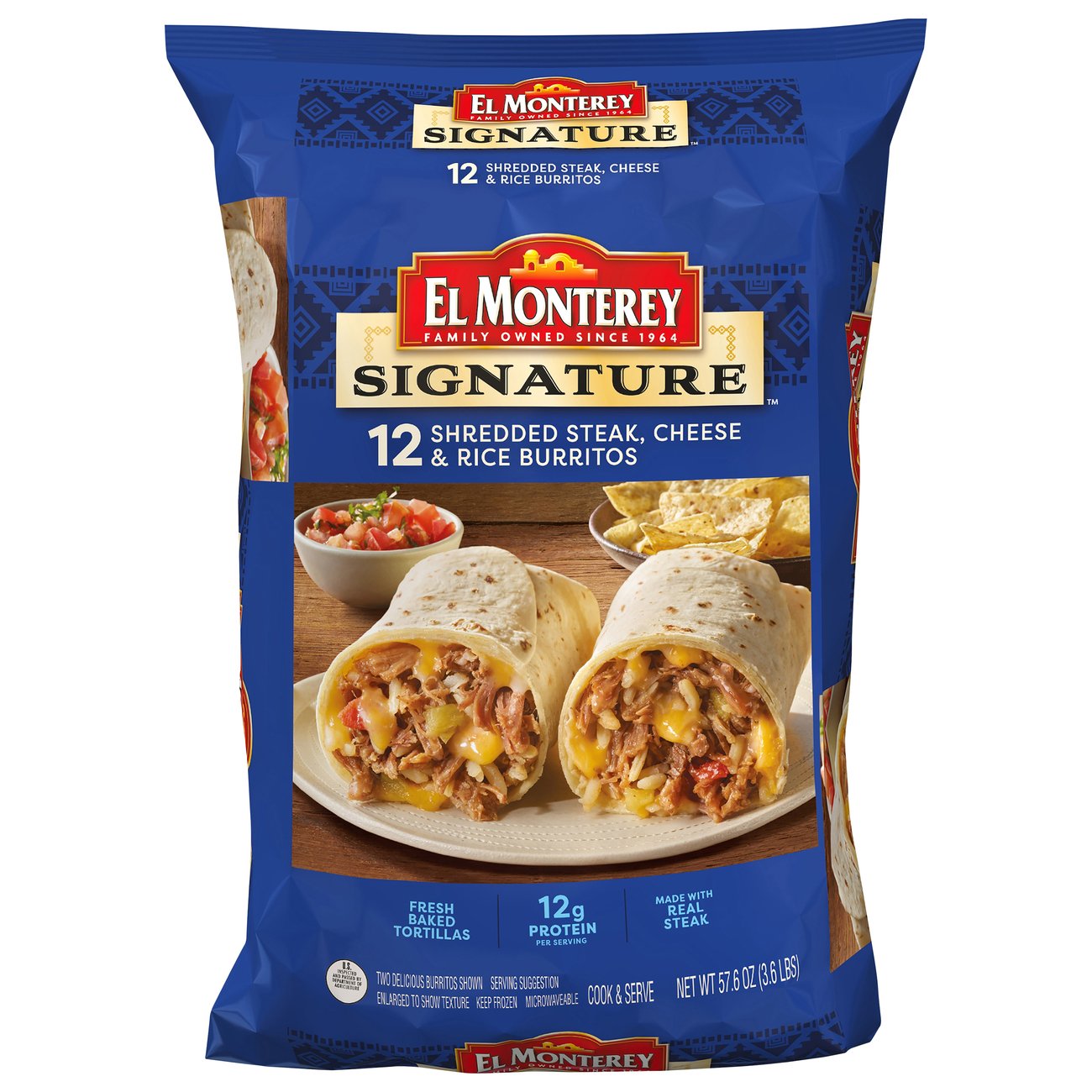 El Monterey Signature Shredded Steak, Cheese & Rice Burritos