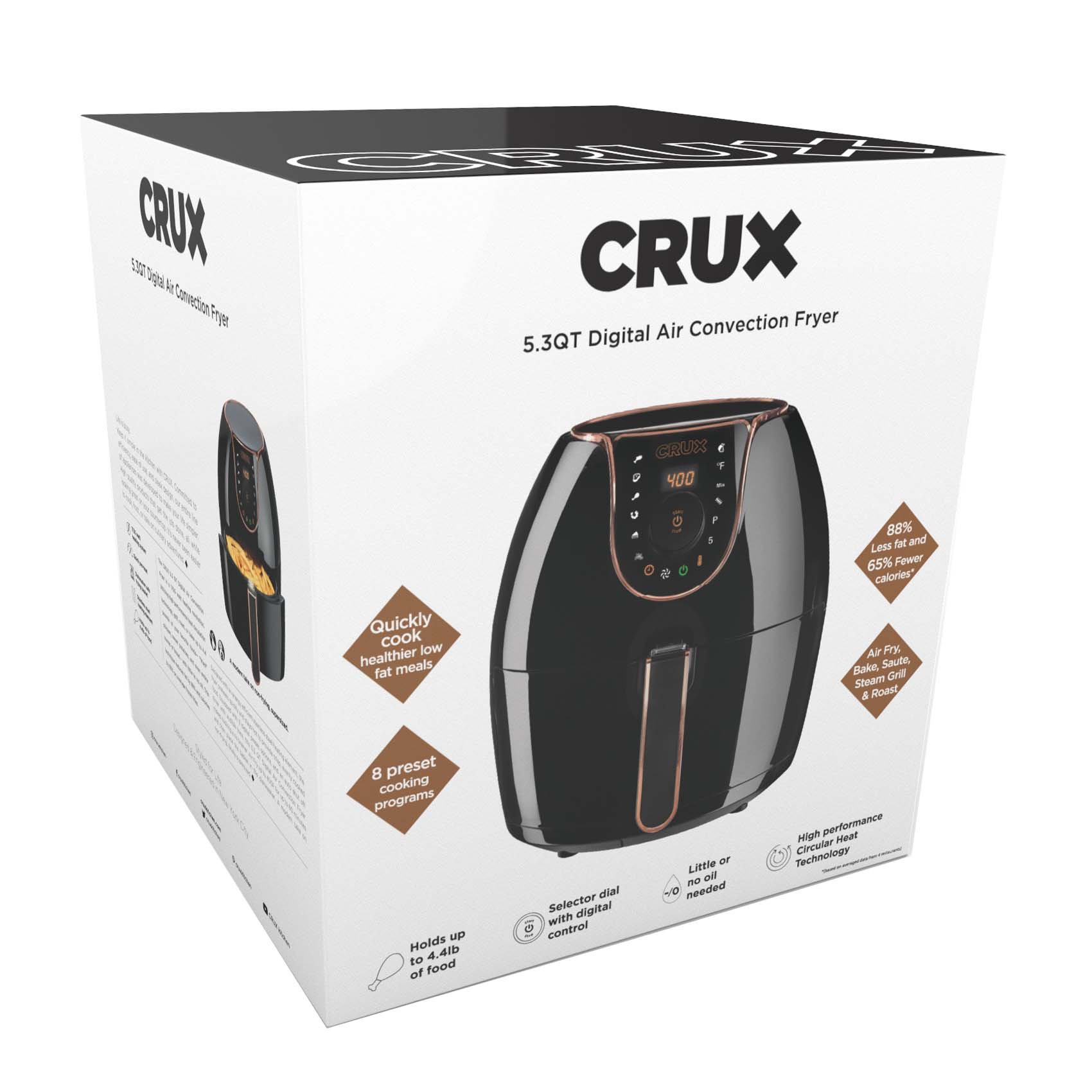 Crux 3.7-Quart Touchscreen Electric Air Fryer, Roast, Broil, Bake, Reheat,  Black