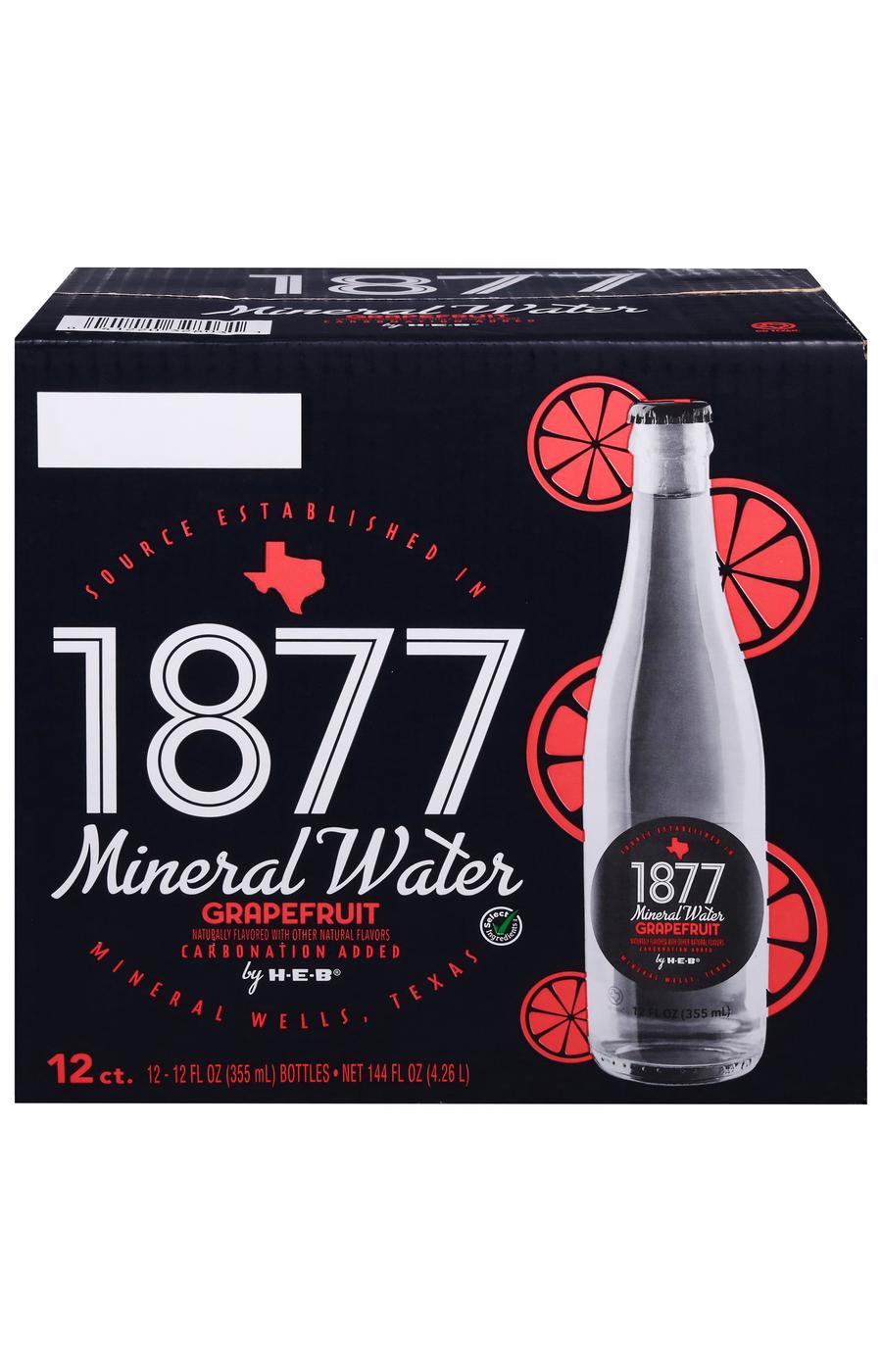 H-E-B 1877 Grapefruit Mineral Water 12 pk Bottles; image 3 of 9