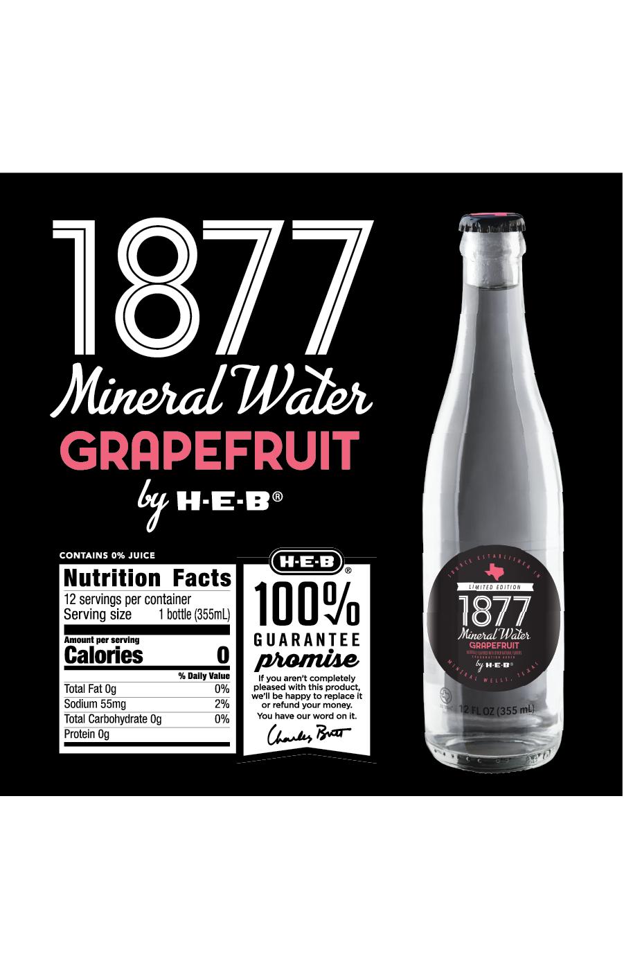 H-E-B 1877 Grapefruit Mineral Water 12 pk Bottles; image 5 of 9