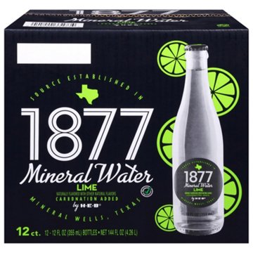H-E-B 1877 Lime Mineral Water 12 pk Bottles, 12 oz