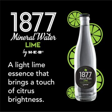 H-E-B 1877 Lime Mineral Water 12 pk Bottles, 12 oz